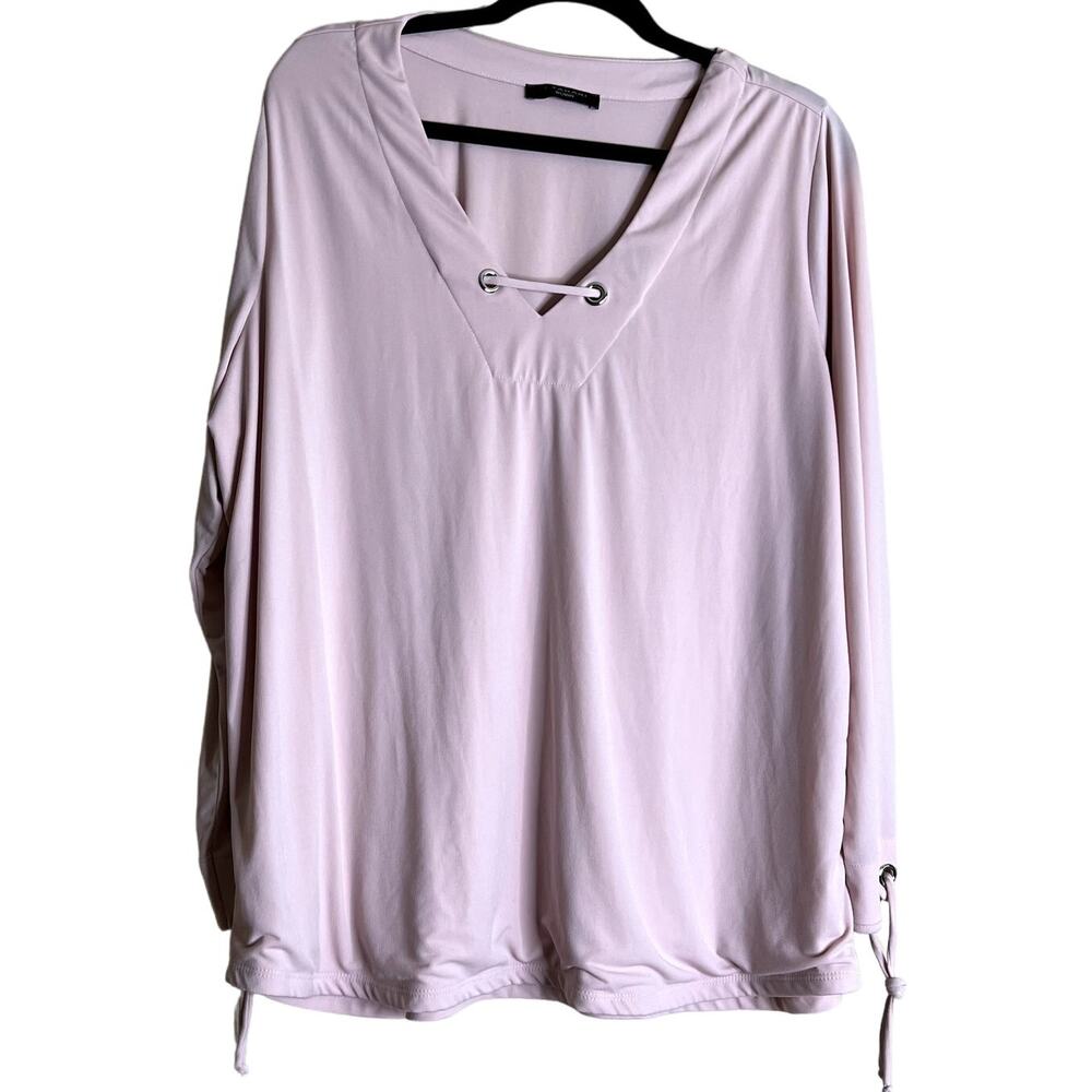 T Tahari Women Plus Size Blouse Top Pink Classic Business Casual Flattering